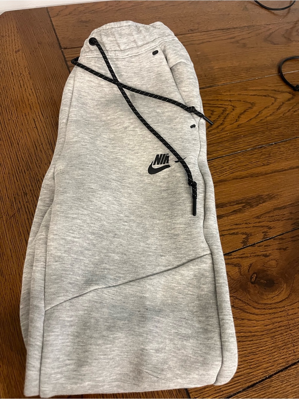 Nike Gray Men's Fleece Joggers with Black Drawstring